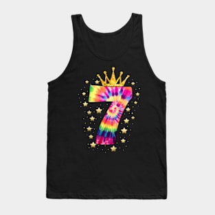 Colorful Tie Dye Number Year Old Girls 7th Birthday Tank Top